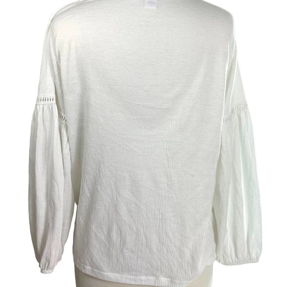 Old Navy Linen White Flowy Shirt Blouse Size L Beach Cover Up Top - Picture 5 of 10